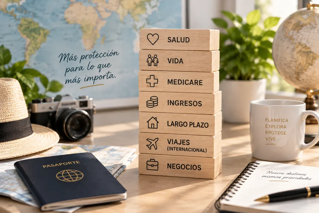 Bloques de madera con los tipos de seguro