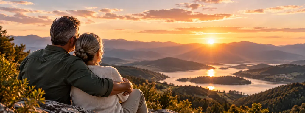 Pareja mayor contemplando el atardecer